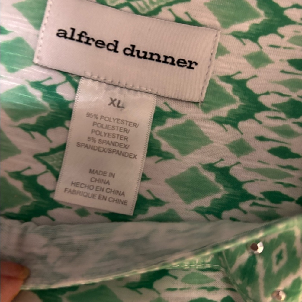 Woman’s Alfred Dunner Green Patterned Square-Neck Women's Top sz XL - Picture 7 of 7